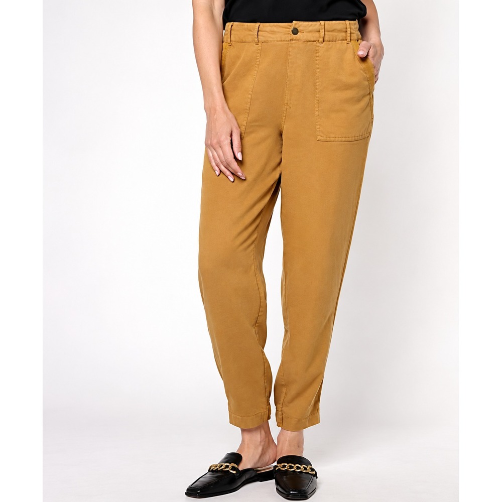 AnyBody Regular Sandwashed Twill Pants with Pockets Honey, Size 1X